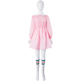 Stranger Things Season 4 Eleven Cosplay Costume Women Pink Dress Halloween Party Suit